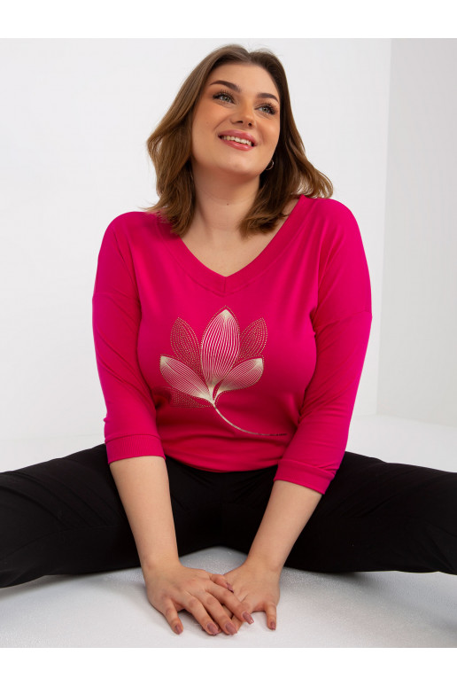 Fuksijos plius dydžio palaidinė su V... Fuksijos plius dydžio palaidinė su V...