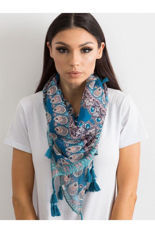 Mėlynas šalikas su etniniu raštu