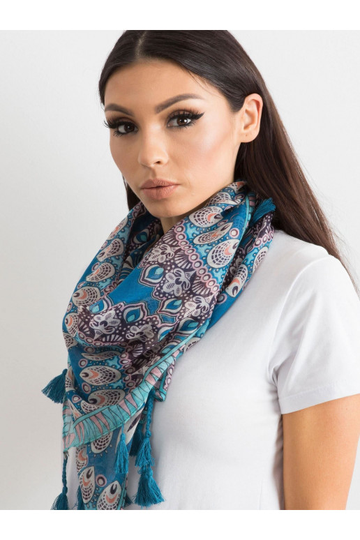 Mėlynas šalikas su etniniu raštu