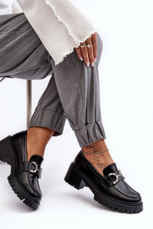 Mokasinai su plačiu kulnu juodos... Mokasinai su plačiu kulnu juodos...