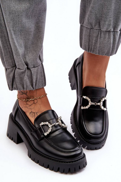 Mokasinai su plačiu kulnu juodos... Mokasinai su plačiu kulnu juodos...