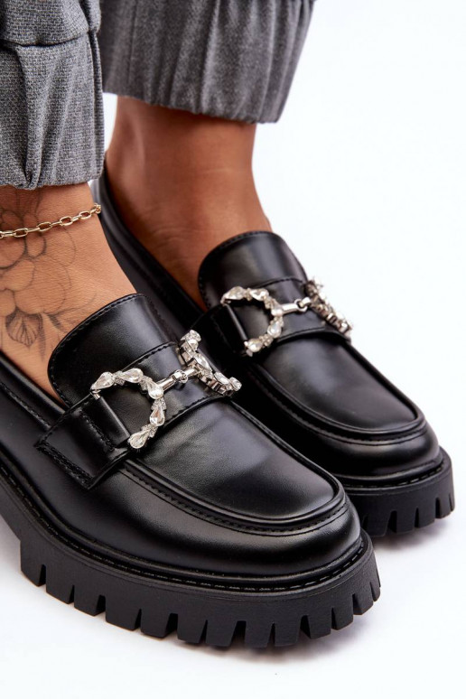 Mokasinai su plačiu kulnu juodos... Mokasinai su plačiu kulnu juodos...