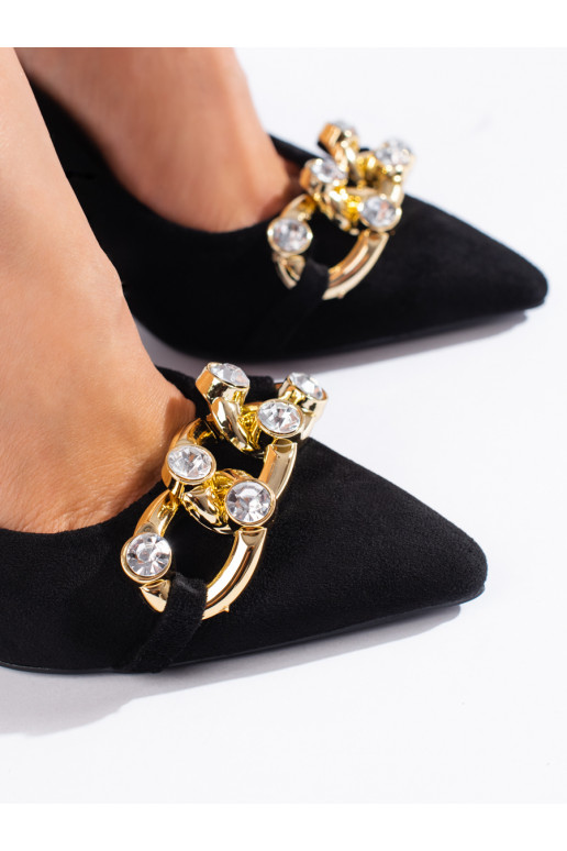 iš zomšos juodos spalvos aukštakulniai su grandinėle Vinceza iš zomšos juodos spalvos aukštakulniai su grandinėle Vinceza