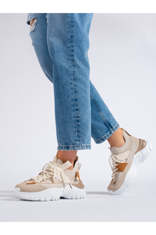 su raišteliais Sneakers batai modelio batai Shelovet smėlio spalvos