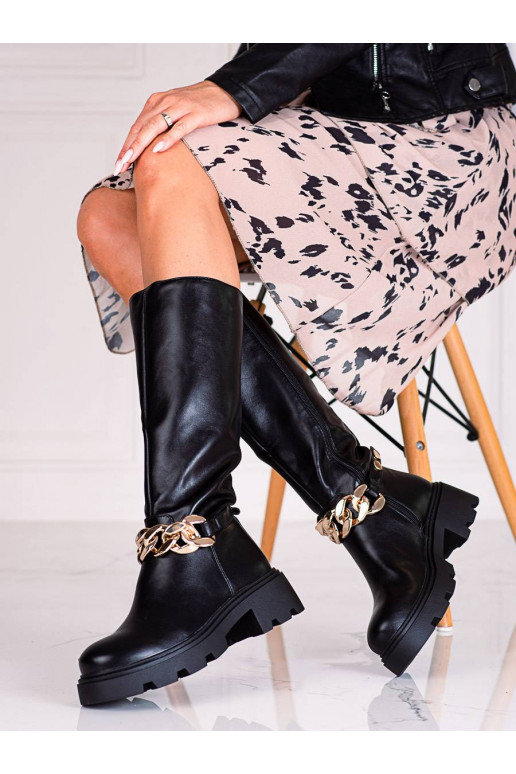 Ilgaauliai batai su grandinėle Shelovet Ilgaauliai batai su grandinėle Shelovet