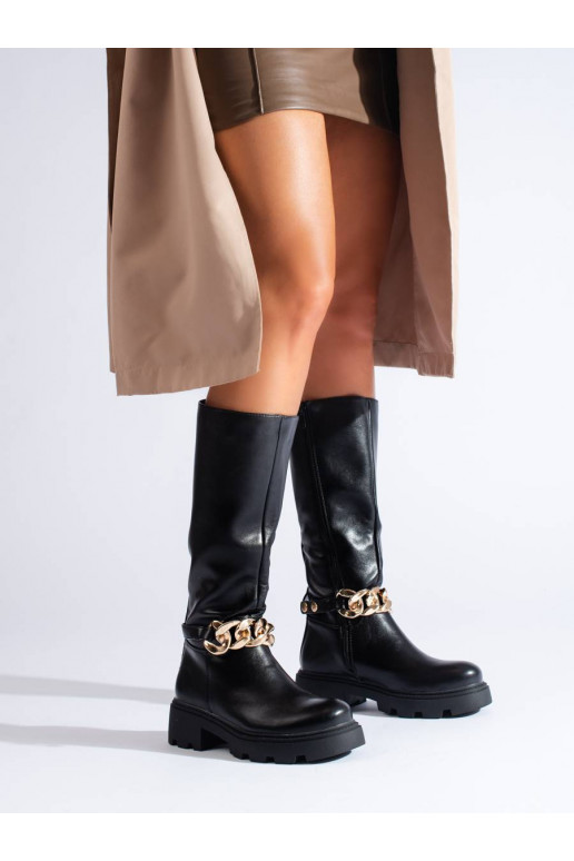 Ilgaauliai batai su grandinėle Shelovet Ilgaauliai batai su grandinėle Shelovet