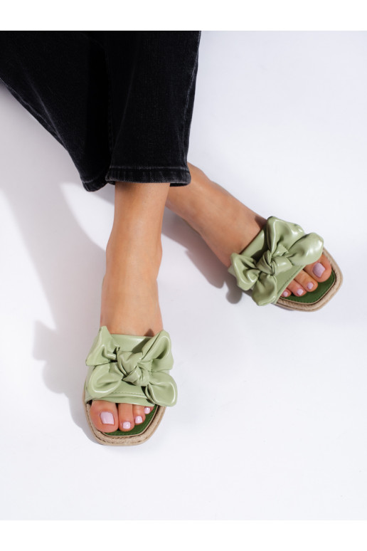 Šlepetės su kaspinėliu  Shelovet žalios spalvos