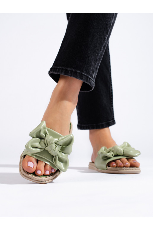 Šlepetės su kaspinėliu  Shelovet žalios spalvos