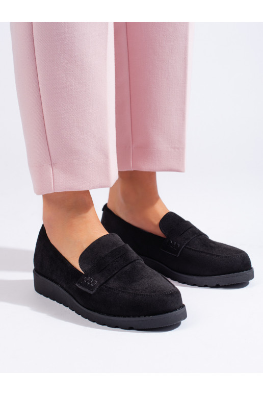  iš zomšos juodos spalvos moteriški pusbačiai