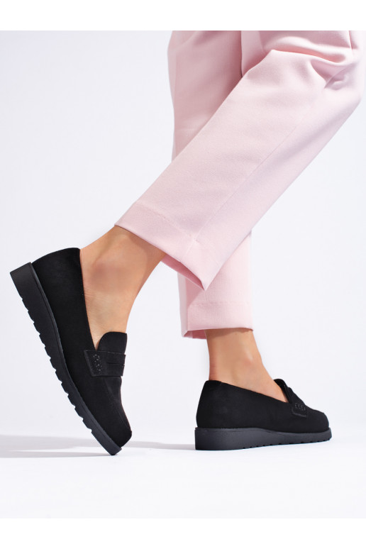  iš zomšos juodos spalvos moteriški pusbačiai