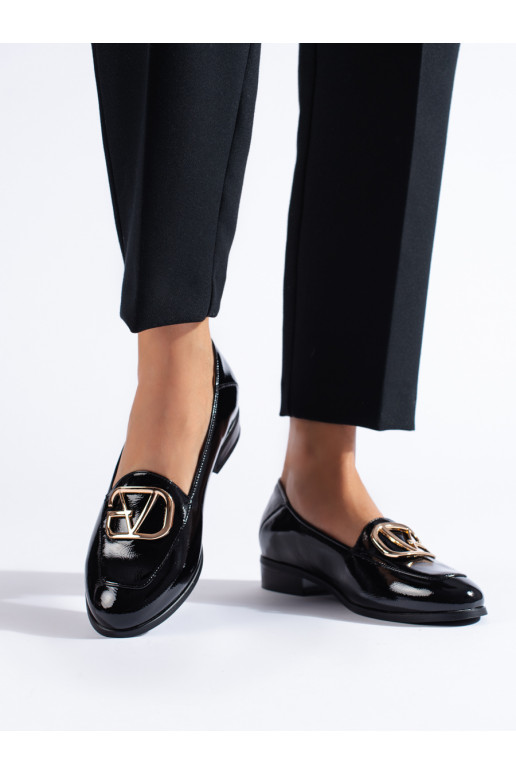 Juodos spalvos moteriški pusbačiai iš lakuotos eko odos Potocki