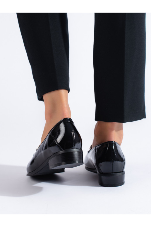 Juodos spalvos moteriški pusbačiai iš lakuotos eko odos Potocki