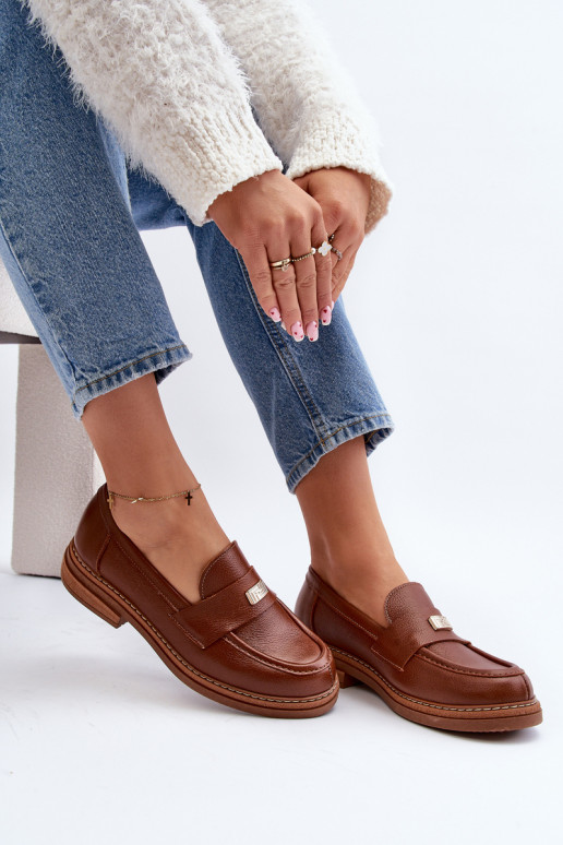 Moteriški mokasinai rudos spalvos Moteriški mokasinai rudos spalvos