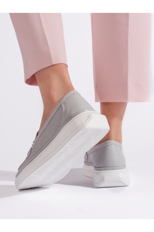 pilkos spalvos  moteriški mokasinai