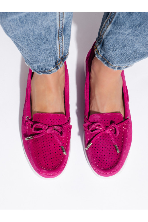 Ryškios rožinės spalvos moteriški mokasinai