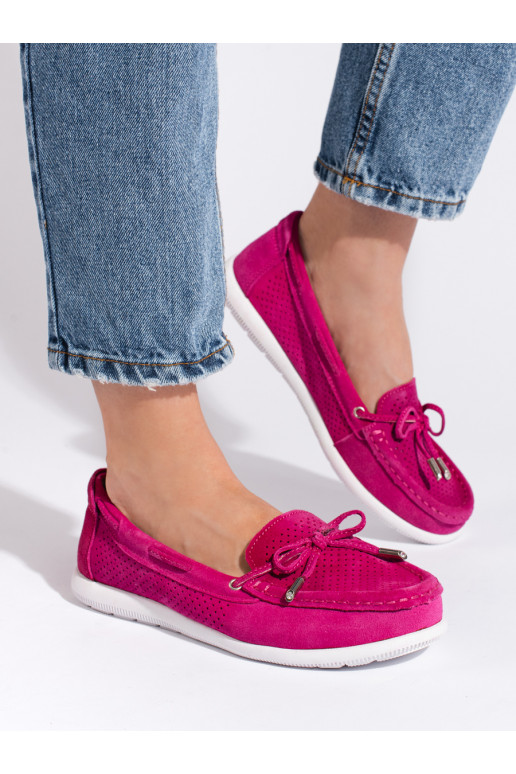 Ryškios rožinės spalvos moteriški mokasinai