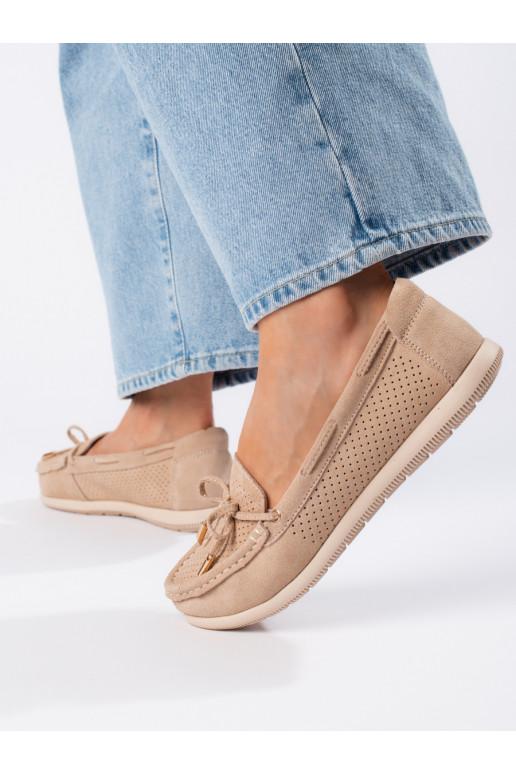 smėlio spalvos moteriški mokasinai