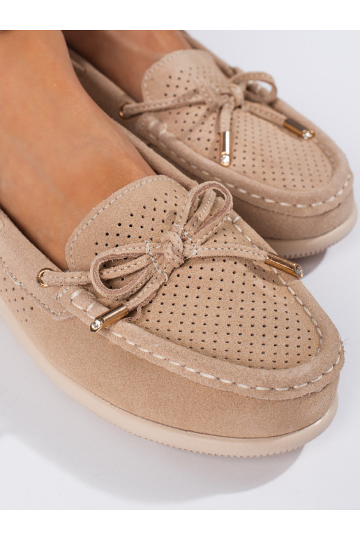 smėlio spalvos moteriški mokasinai