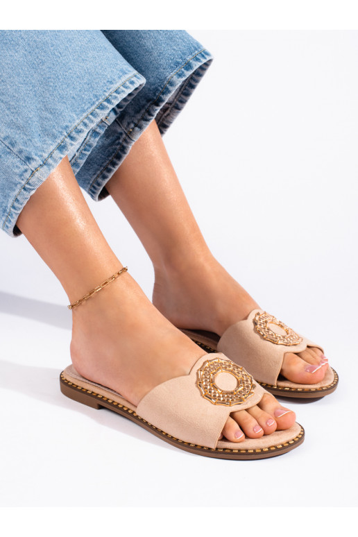 smėlio spalvos iš zomšos Šlepetės  