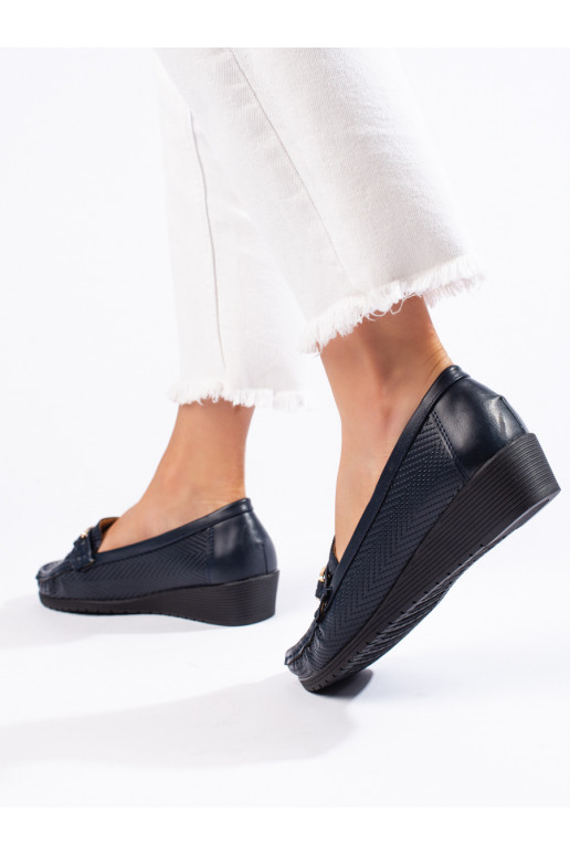 tamsiai mėlynos spalvos moteriški mokasinai 