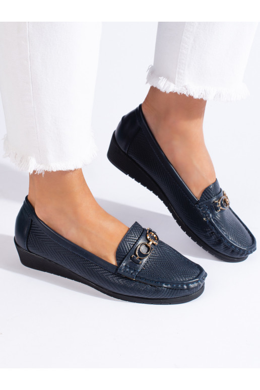 tamsiai mėlynos spalvos moteriški mokasinai 