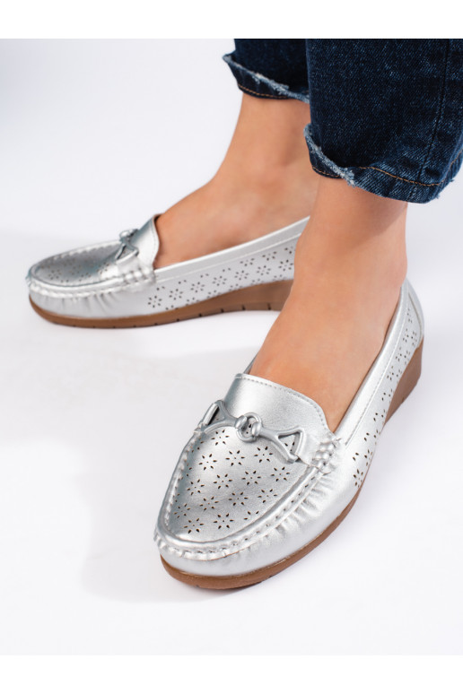 sidabro spalvos moteriški mokasinai sidabro spalvos moteriški mokasinai