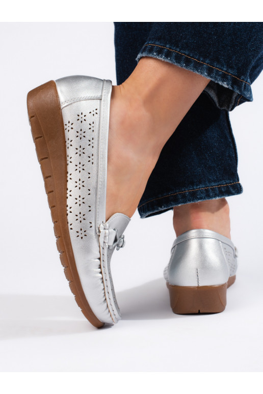 sidabro spalvos moteriški mokasinai sidabro spalvos moteriški mokasinai