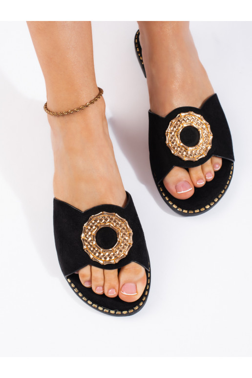 Juodos spalvos iš zomšos Šlepetės  