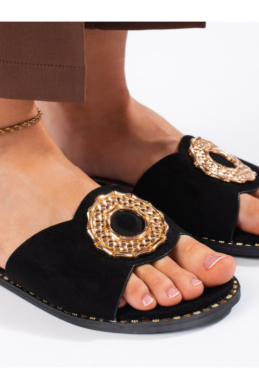 Juodos spalvos iš zomšos Šlepetės  