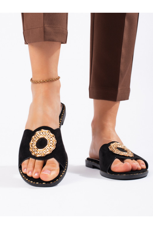 Juodos spalvos iš zomšos Šlepetės  