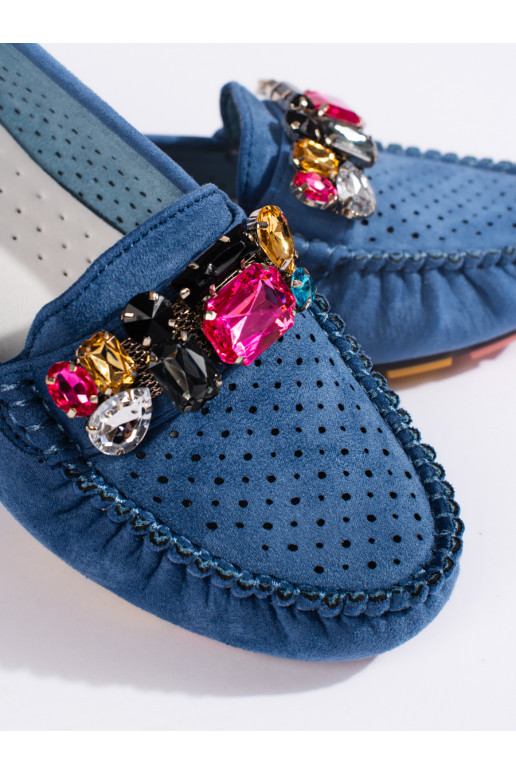 mėlynos spalvos  mokasinai  su kristaliukais mėlynos spalvos  mokasinai  su kristaliukais