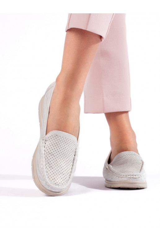 baltos spalvos moteriški mokasinai