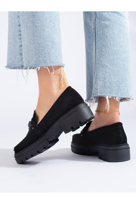 Mokasinai iš zomšos  juodos spalvos