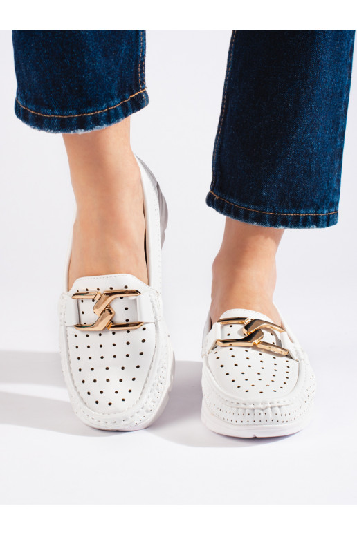 baltos spalvos moteriški mokasinai 