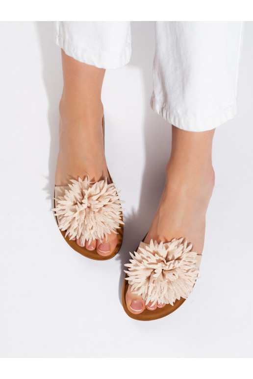 smėlio spalvos Šlepetės   z su gėlytėmisem