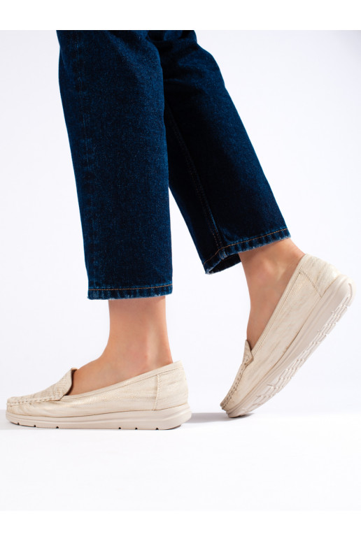 smėlio spalvos moteriški mokasinai