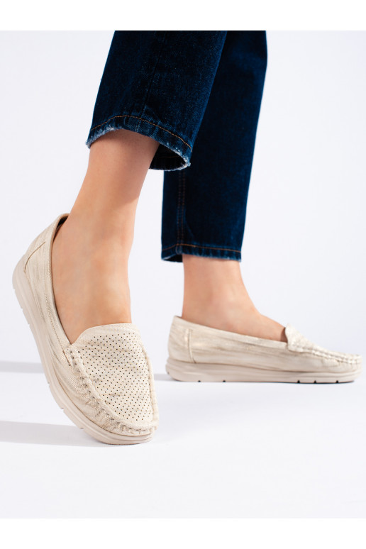 smėlio spalvos moteriški mokasinai