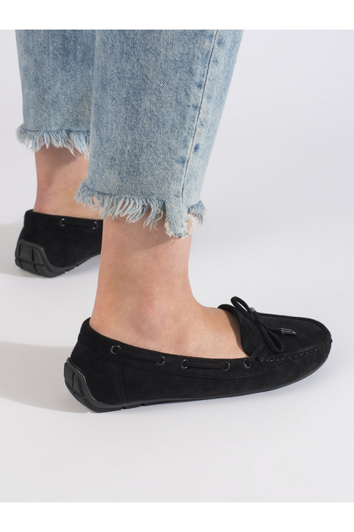  iš zomšos moteriški mokasinai juodos spalvos