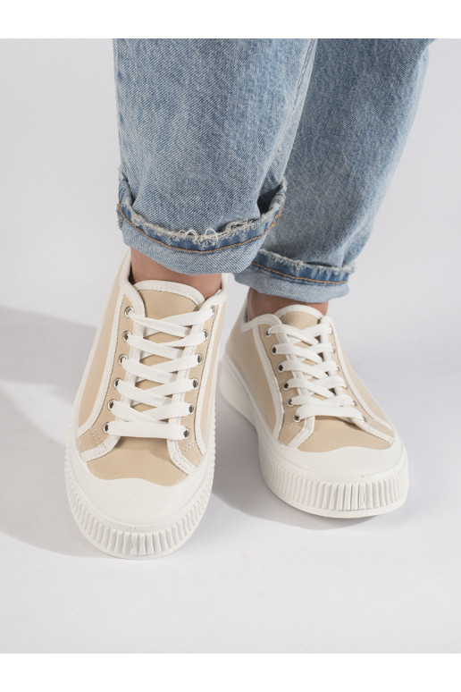 Smėlio spalvos sportiniai bateliai  su platforma