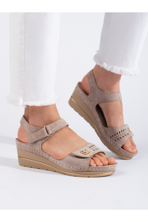 smėlio spalvos iš zomšos sandalai 