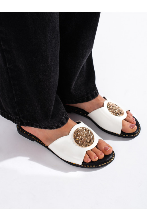 Elegantiško stiliaus baltos spalvos Šlepetės   Elegantiško stiliaus baltos spalvos Šlepetės