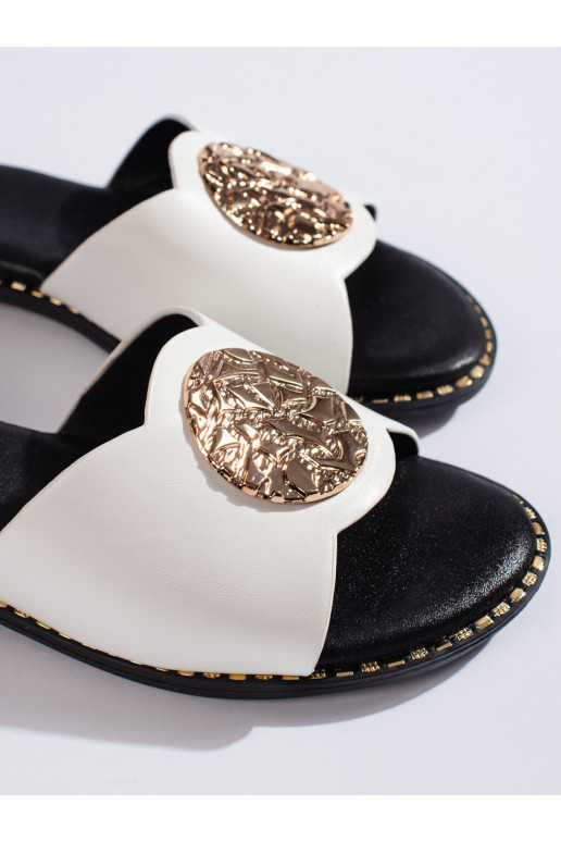 Elegantiško stiliaus baltos spalvos Šlepetės   Elegantiško stiliaus baltos spalvos Šlepetės