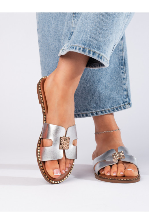 sidabro spalvos  Šlepetės  