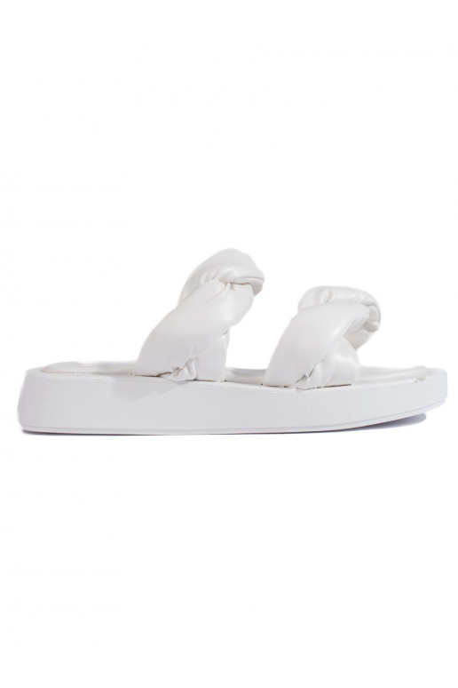 baltos spalvos Šlepetės  su masyviu kulnu baltos spalvos Šlepetės  su masyviu kulnu