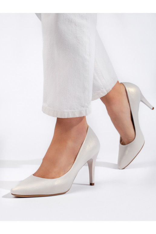 baltos spalvos aukštakulniai su plonu kulniuku Sergio Leone