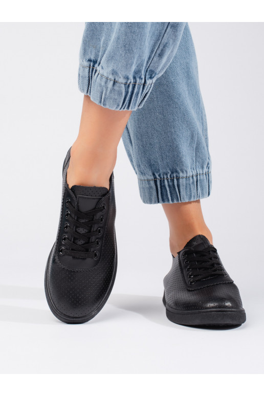 Juodos spalvos su raištukais moteriški pusbačiai