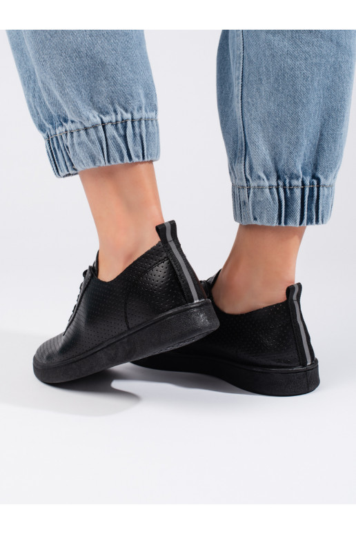 Juodos spalvos su raištukais moteriški pusbačiai