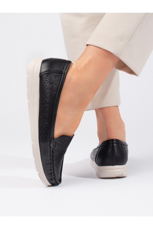 su aužūro elementais moteriški mokasinai juodos spalvos su aužūro elementais moteriški mokasinai juodos spalvos