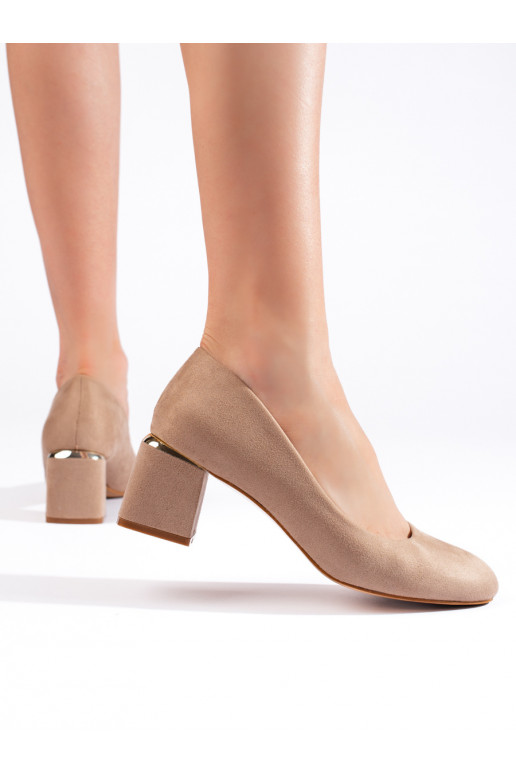 smėlio spalvos iš zomšos aukštakulniai 