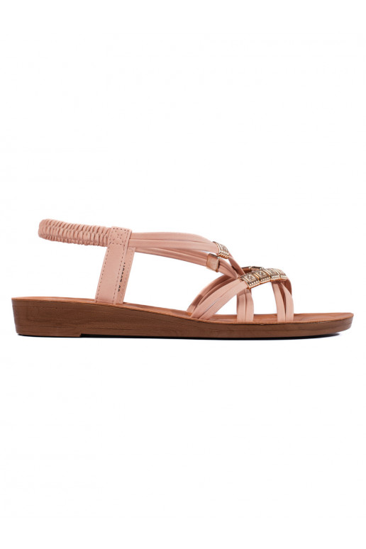 baltos spalvos sandalai  z przeplatanymi paskami